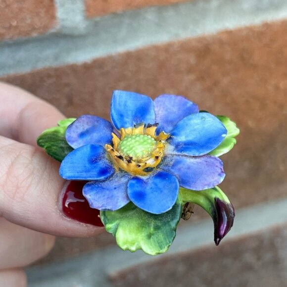 Vintage Cara China Staffordshire Made in England Flower Brooch - Picture 7 of 8